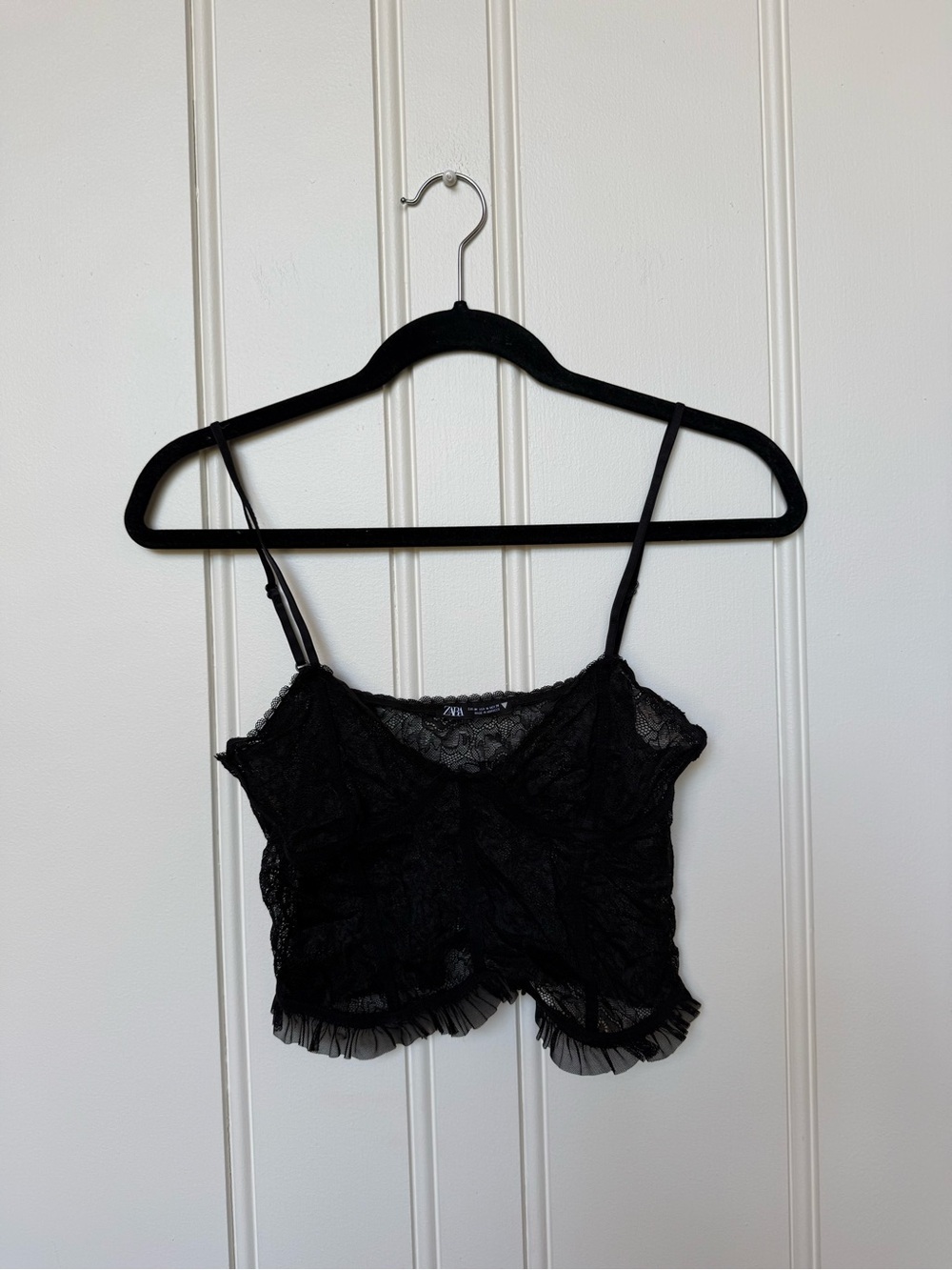Zara Black Lace Ruffled Camisole